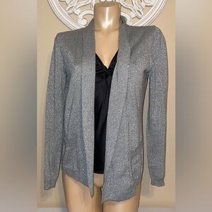 Banana Republic women’s cardigan sweater medium grey silver open front knit
